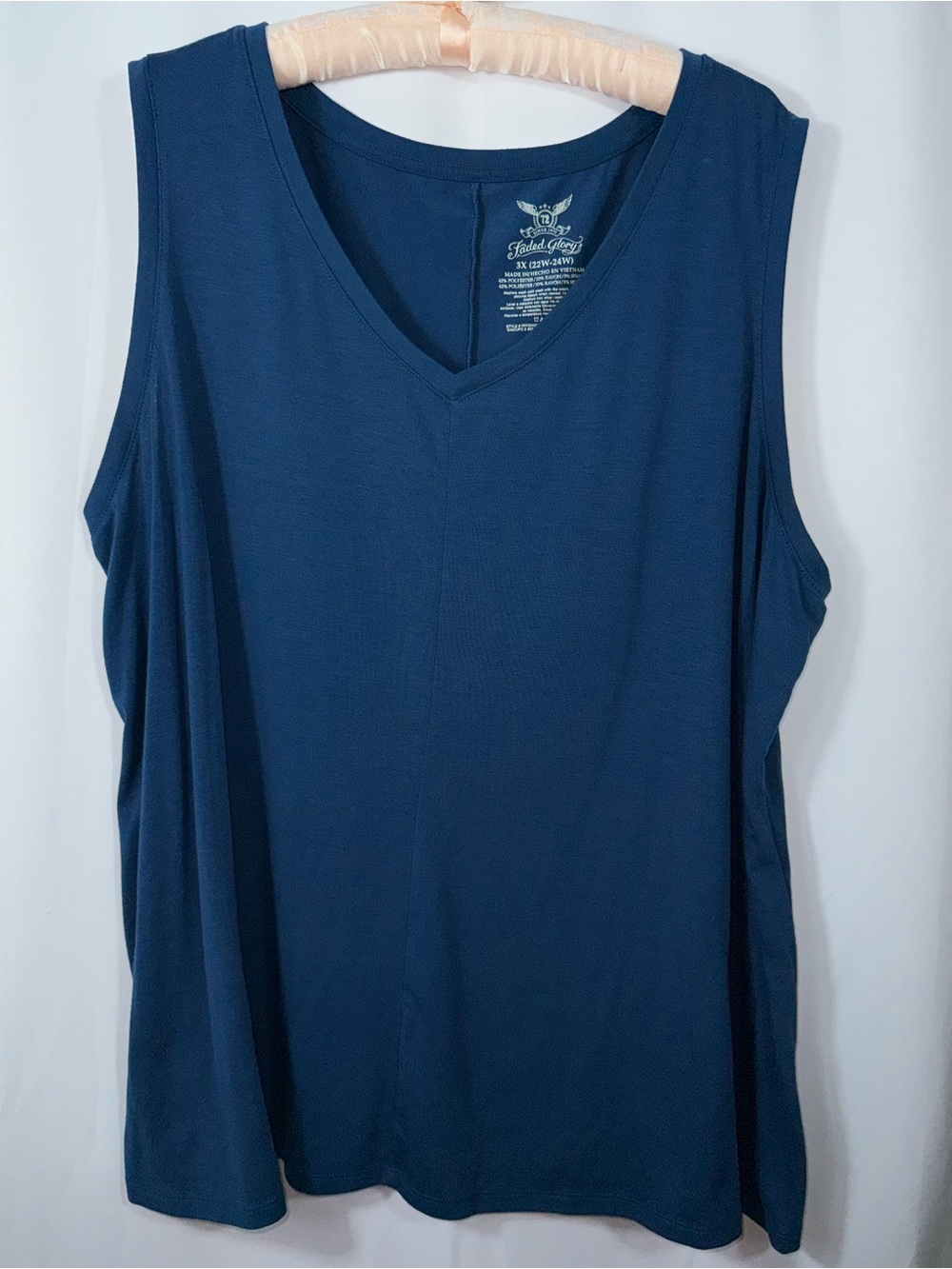Faded Glory Women’s Plus 3X (22W-24W) Baltic Sea Sleeveless Loose Fit Tank Top